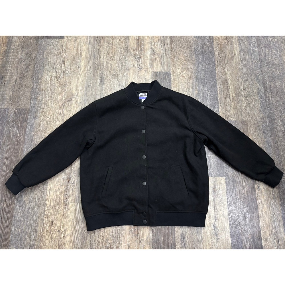 Future Collective Kahlana Barfield Brown Mens XL Black‎ Bomber Jacket Wool Blend